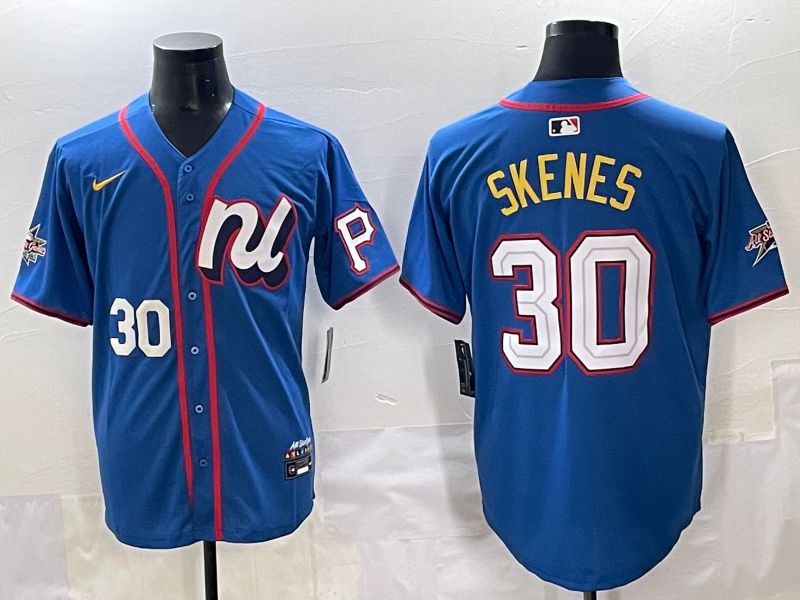 Men 2025 Pittsburgh Pirates #30 Skenes Blue All star Nike MLB Jersey style 2